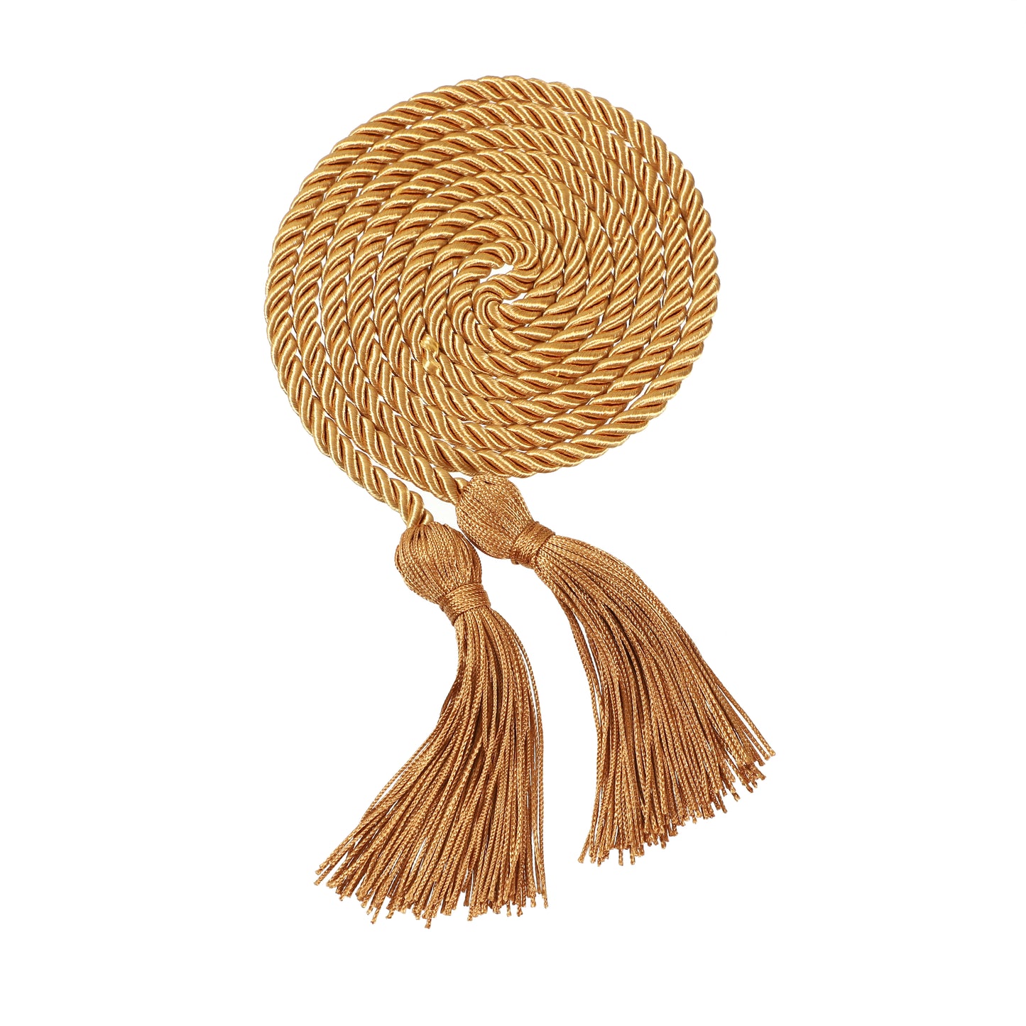 Old Gold 68-inch braided polyester graduation honor cord with tassel ends for academic and commencement ceremonies