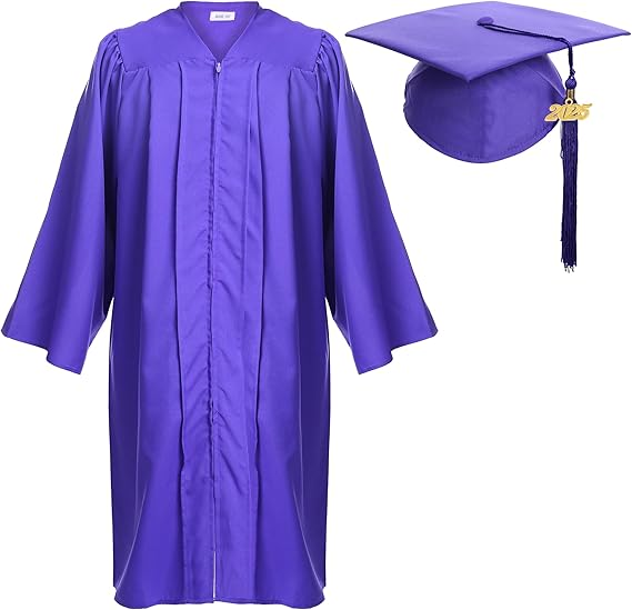 Purple Bachelor and High School graduation gown with matching cap