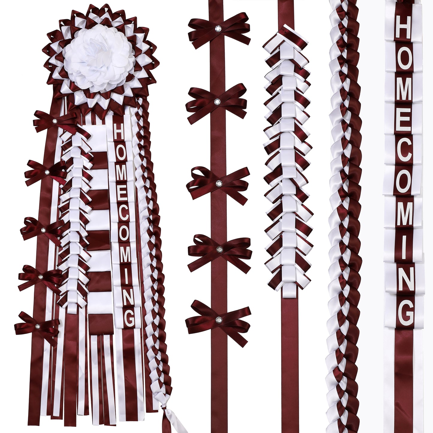 Newrara Homecoming Mum Supplies Set with Flower, Ribbon, and Braids for Back-to-School & Party Decorations 36 Inch