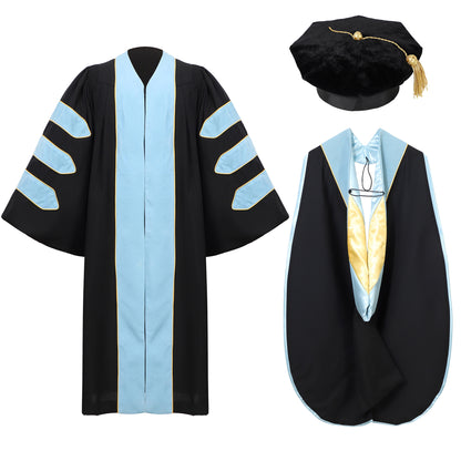 Newrara Deluxe Doctoral Set–Gown,8-sided Tam & Hood for PhD Graduation Ceremony