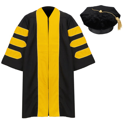 Newrara Deluxe Doctoral Gown & 8-Sided Tam Set with Gold Tassel