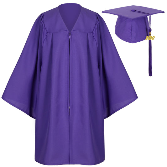 Newrara Unisex Matte Kindergarten Preschool Graduation Gown and Cap set with with Year Tassel
