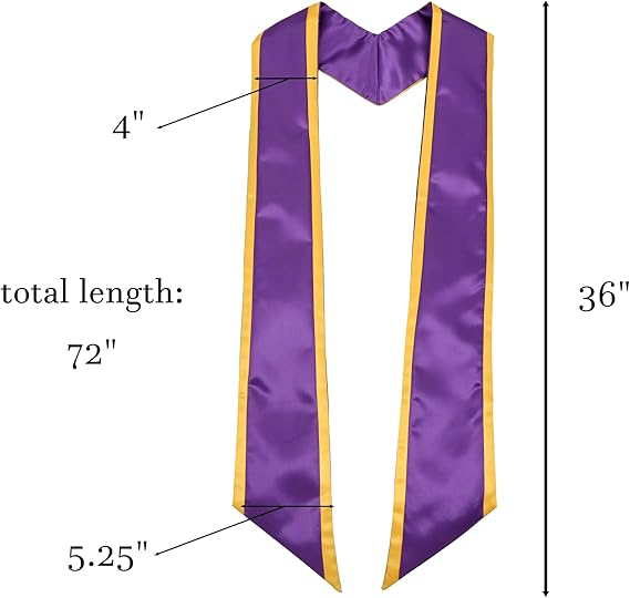 72-inch graduation honor stole measurement chart