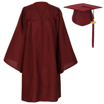 Newrara Unisex Matte Kindergarten Preschool Graduation Gown and Cap set with with Year Tassel