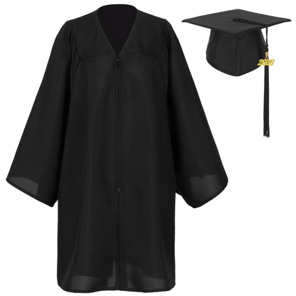 Newrara Unisex Matte Kindergarten Preschool Graduation Gown and Cap set with with Year Tassel