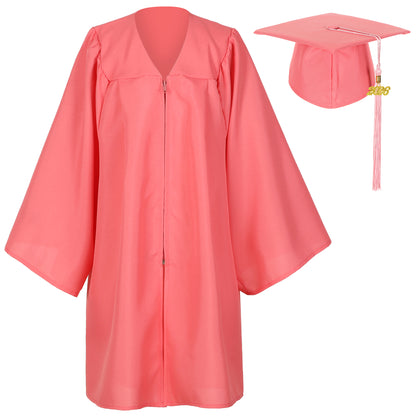 Newrara Unisex Matte Kindergarten Preschool Graduation Gown and Cap set with with Year Tassel