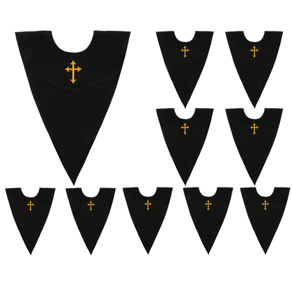 10 pack choir stoles with embroidered cross design