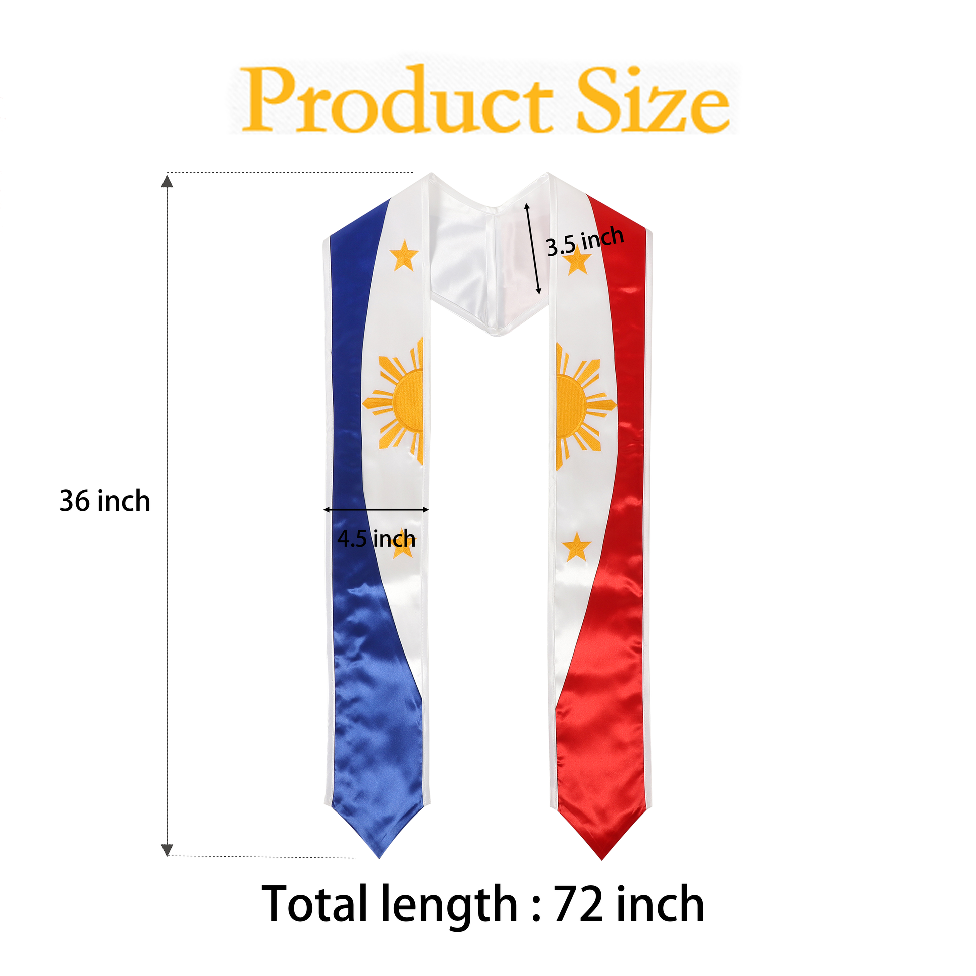 Measurement guide for patriotic flag stole for graduation