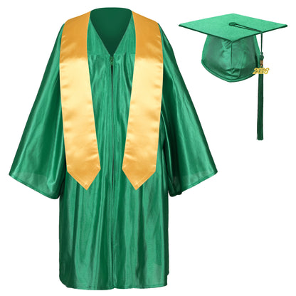 Newrara Graduation Adult/Teen Gown with Gold Stole & Cap Set
