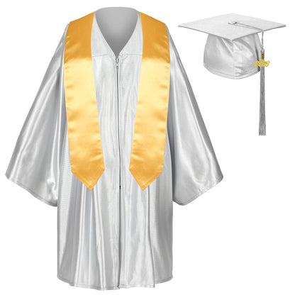 Newrara Graduation Adult/Teen Gown with Gold Stole & Cap Set