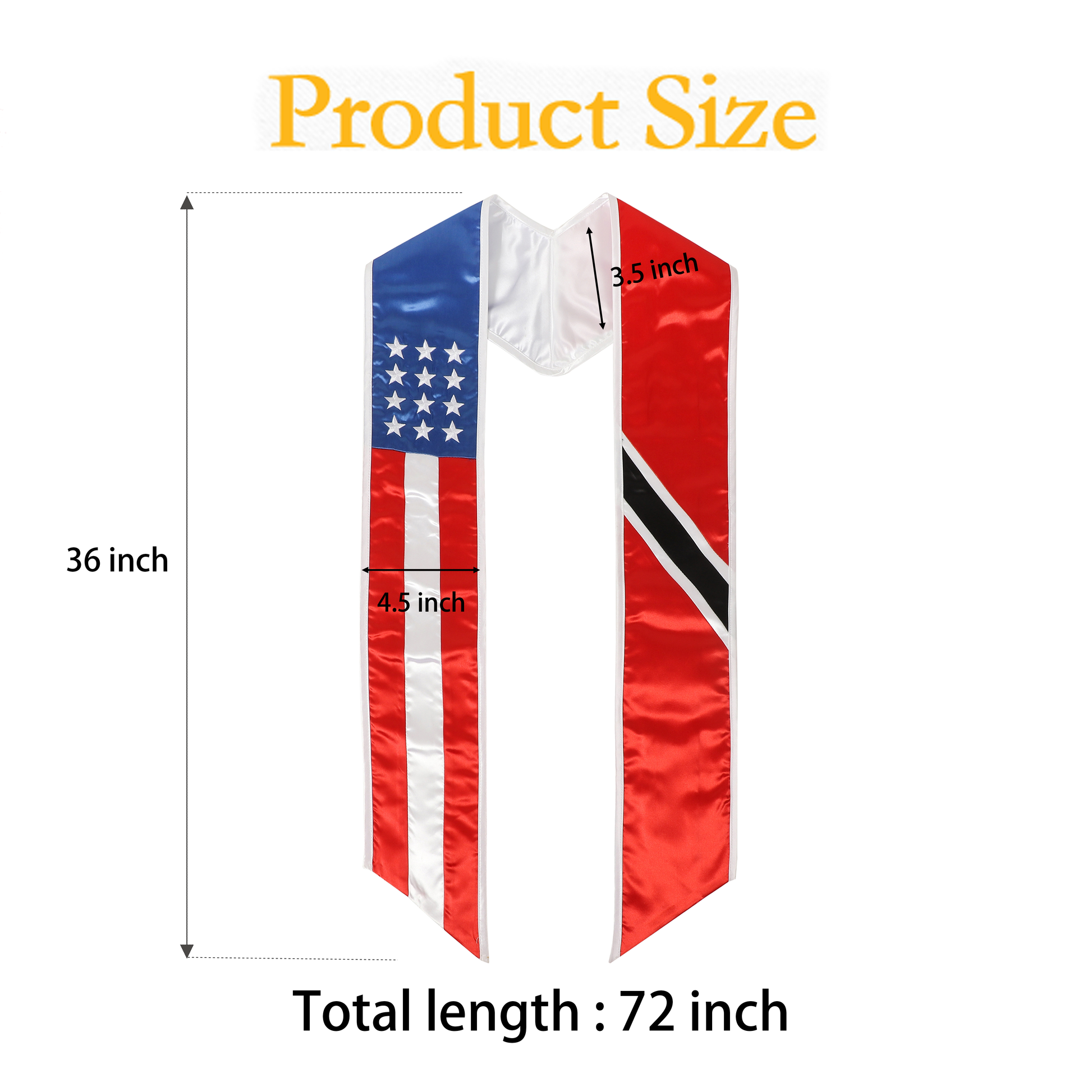 Measurement guide for patriotic flag stole for graduation