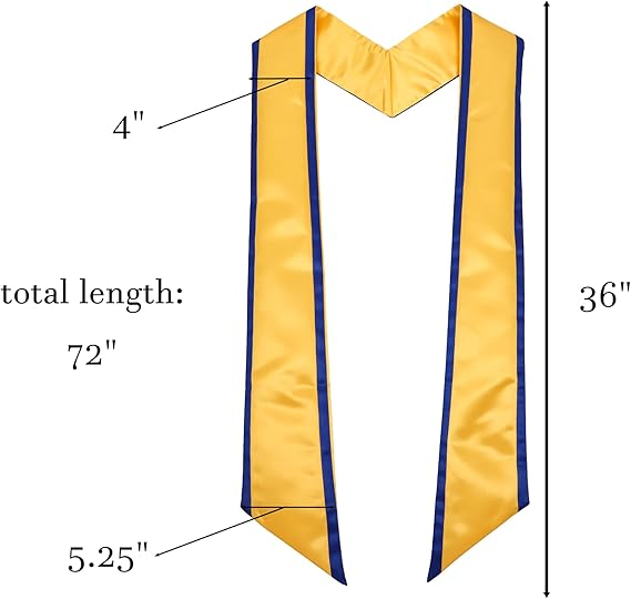 72-inch graduation honor stole measurement chart