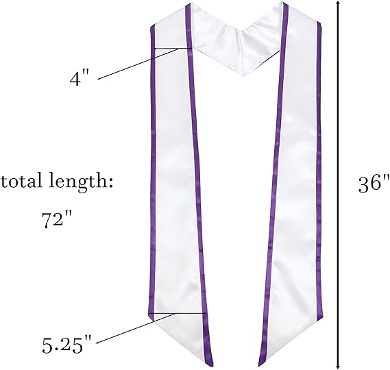 Premium 72 inch graduation stole with bright purple trim