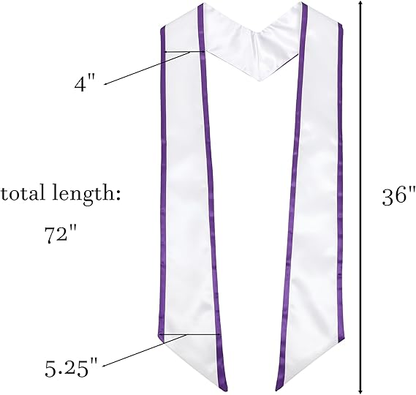 Premium 72 inch graduation stole with bright purple trim
