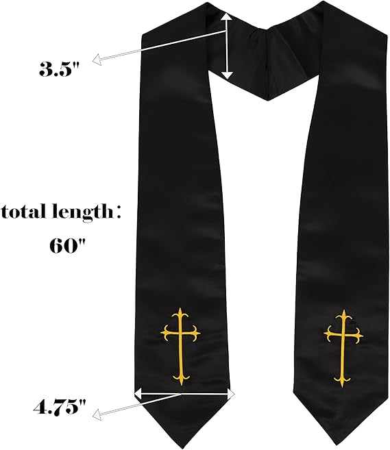 Size chart for black choir stole