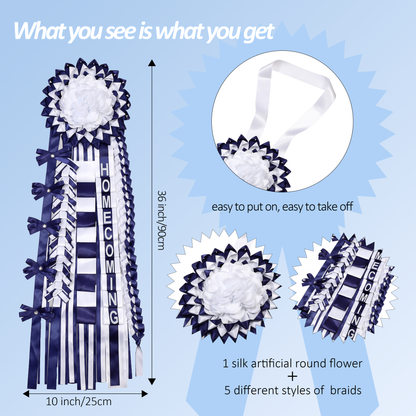 Newrara Homecoming Mum Supplies Set with Flower, Ribbon, and Braids for Back-to-School & Party Decorations 36 Inch