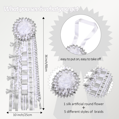 Newrara Homecoming Mum Supplies Set with Flower, Ribbon, and Braids for Back-to-School & Party Decorations 36 Inch