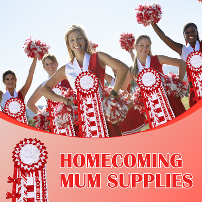 Colorful HOMECOMINGMUM SUPPLIES showcased for graduation and school celebrations