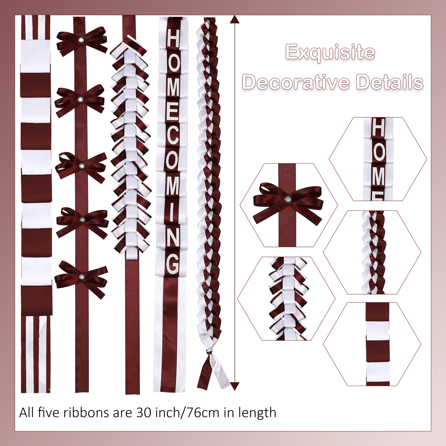 Newrara Homecoming Mum Supplies Set with Flower, Ribbon, and Braids for Back-to-School & Party Decorations 36 Inch