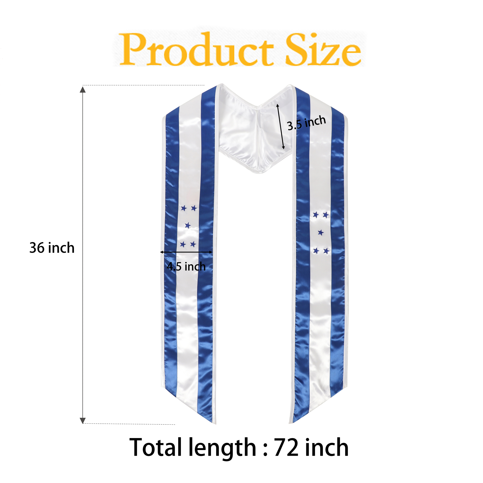 Flag-themed stole flat with measurements