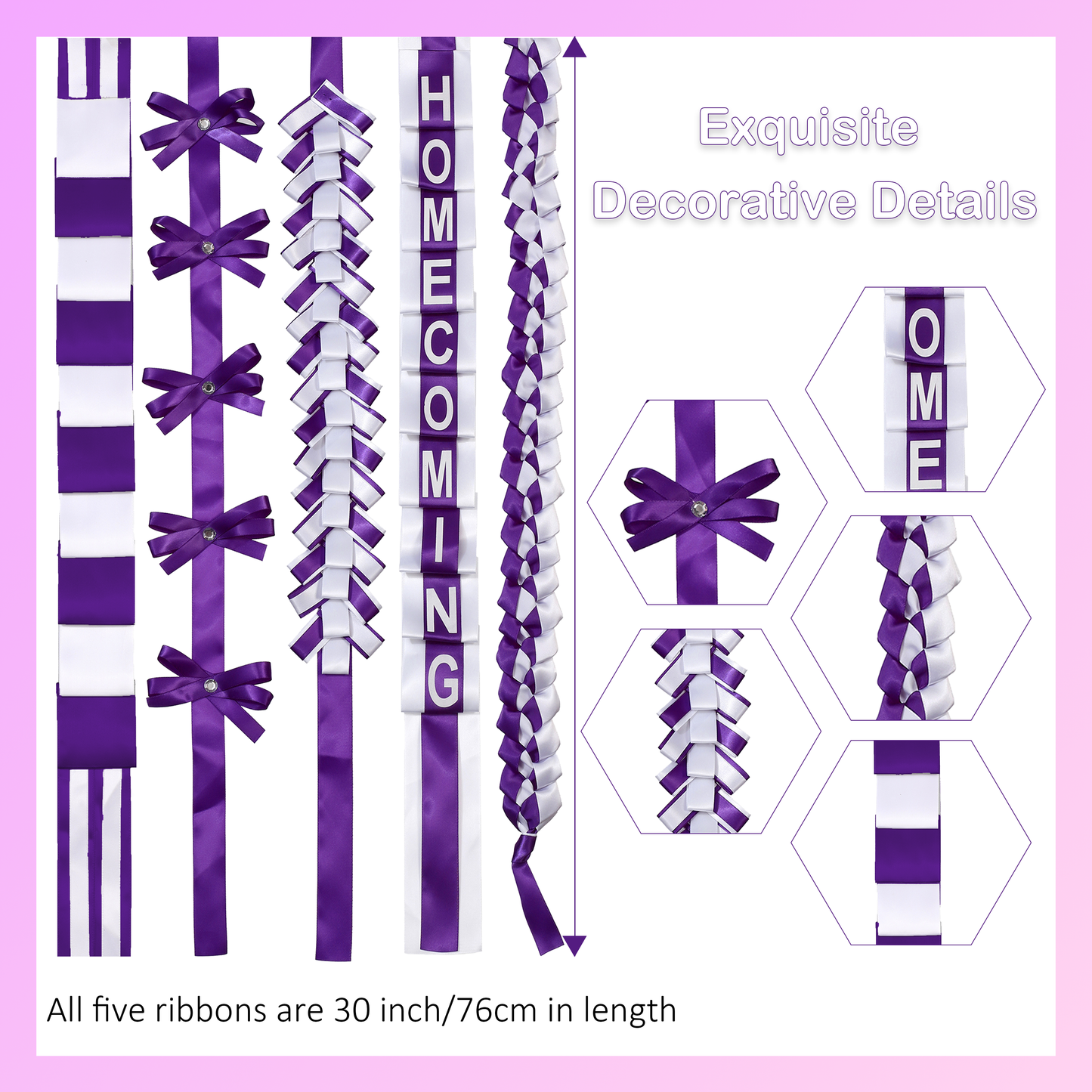 Newrara Homecoming Mum Supplies Set with Flower, Ribbon, and Braids for Back-to-School & Party Decorations 36 Inch