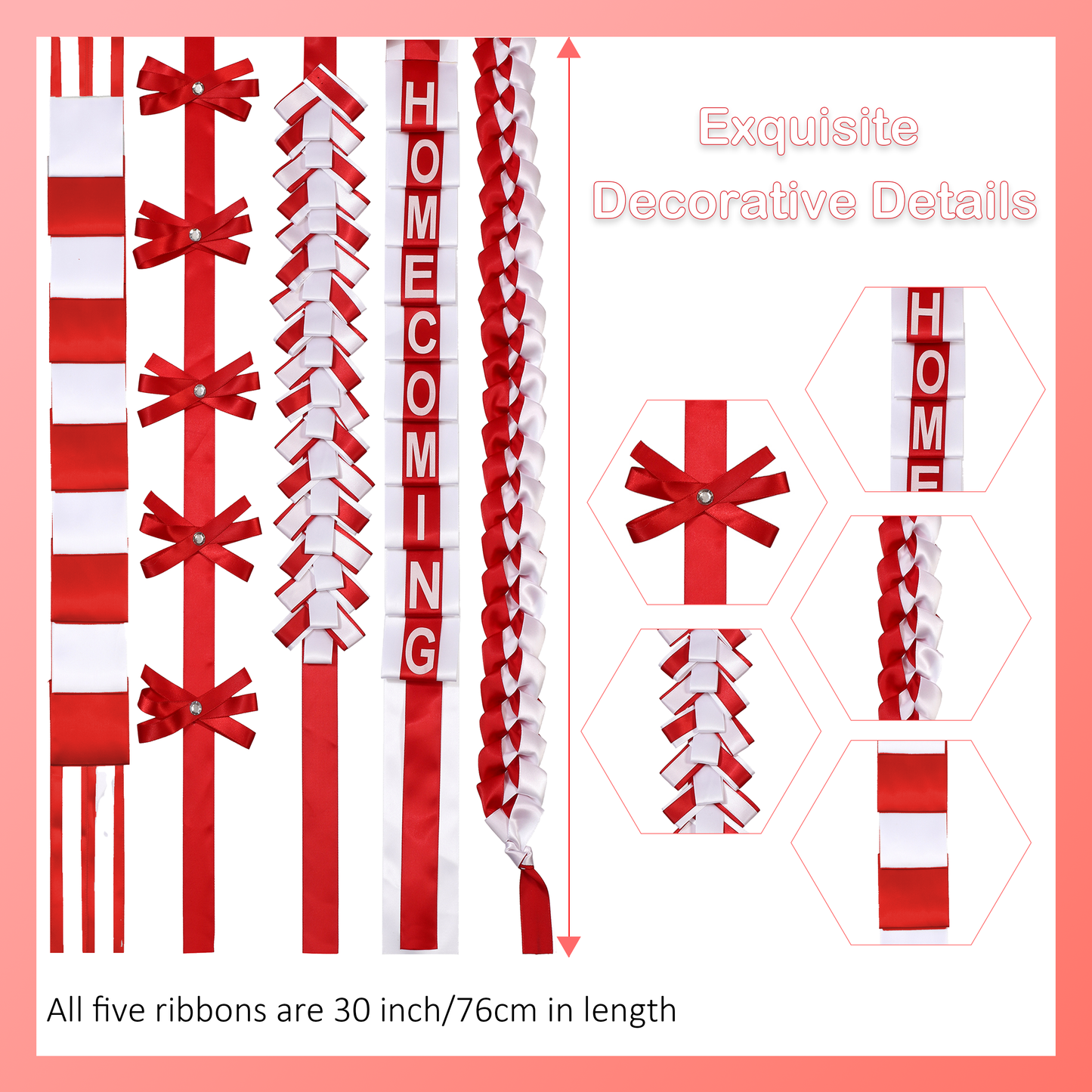 Newrara Homecoming Mum Supplies Set with Flower, Ribbon, and Braids for Back-to-School & Party Decorations 36 Inch