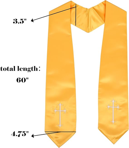 Size chart for Gold choir stole