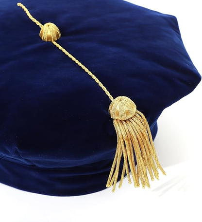 Newrara Deluxe Doctoral 8-Sided Tam Velvet Graduation Cap with Gold Tassel