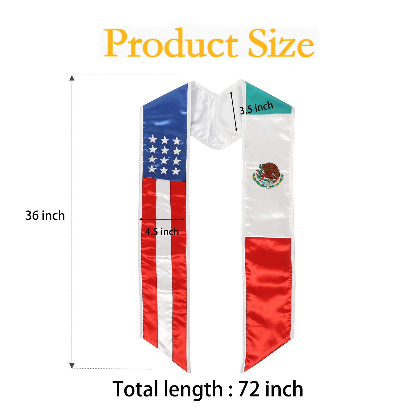 Flag-themed stole flat with measurements