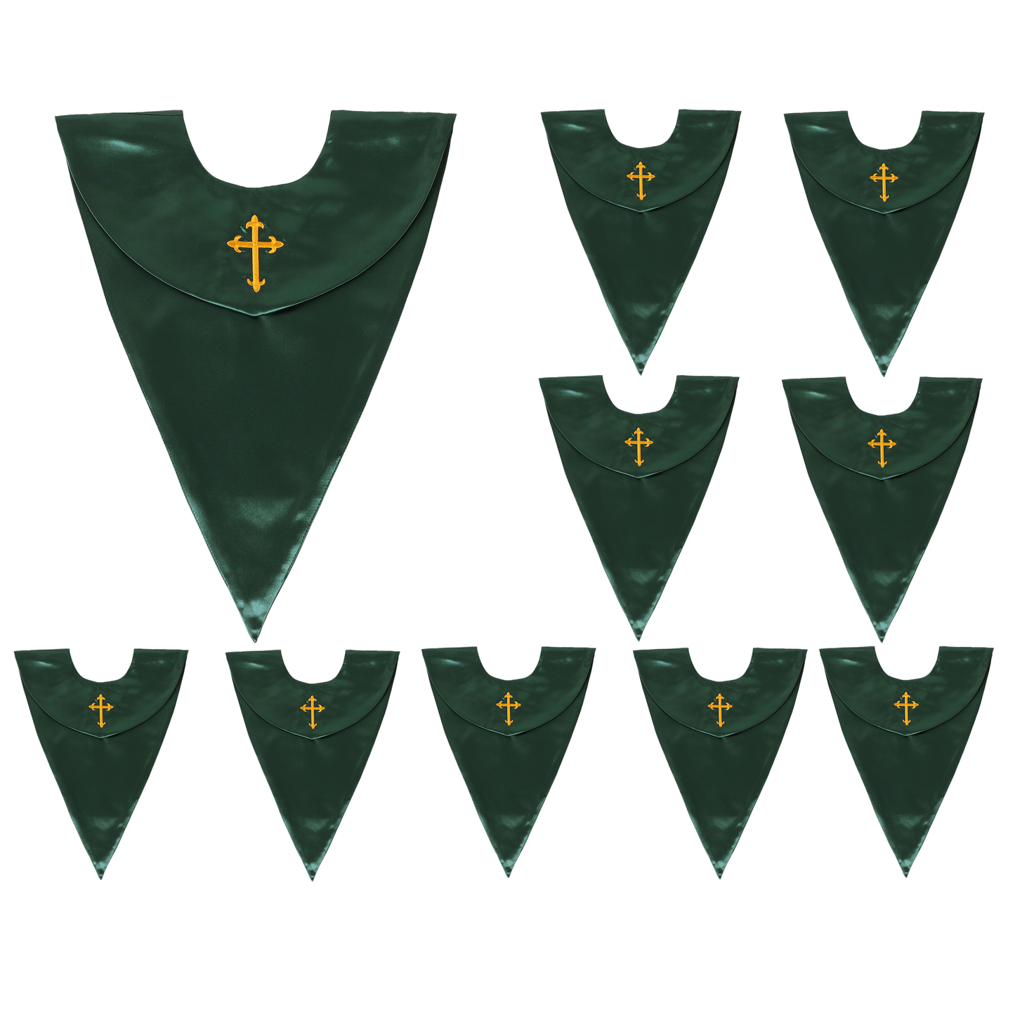 10 pack church choir stoles with cross embroidery