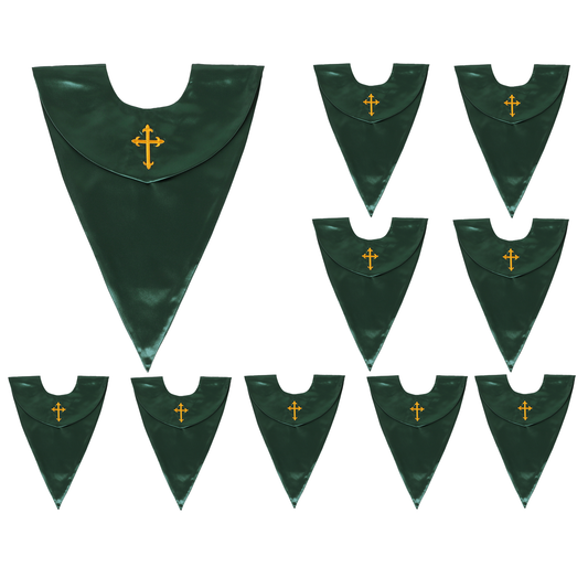 10 pack church choir stoles with cross embroidery