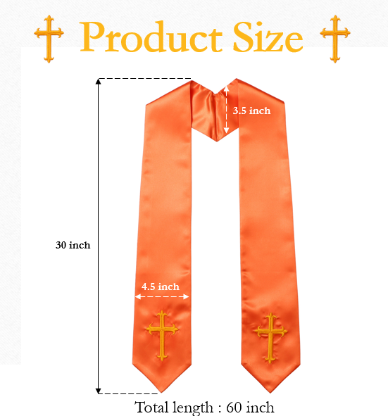 Size chart for orange choir stole