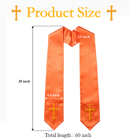 Size chart for orange choir stole