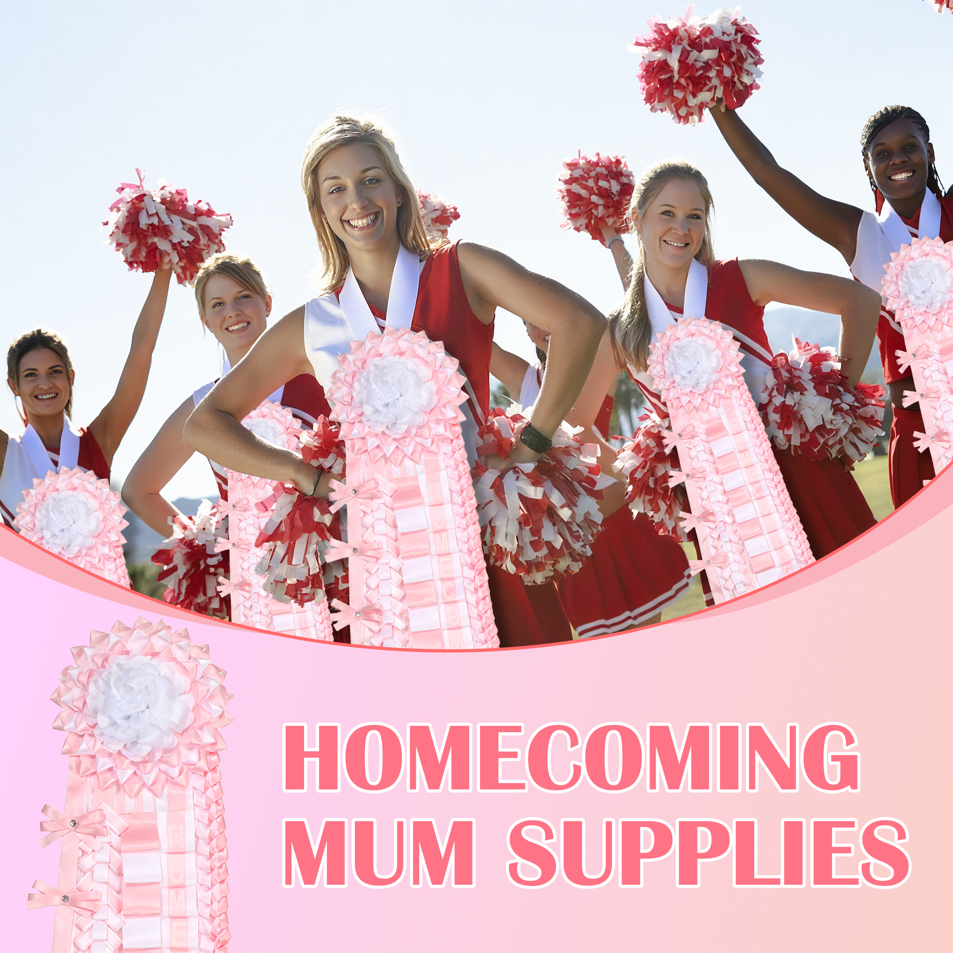 Colorful HOMECOMINGMUM SUPPLIES showcased for graduation and school celebrations