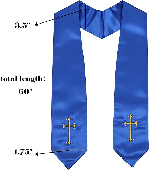 Size chart for royal blue choir stole