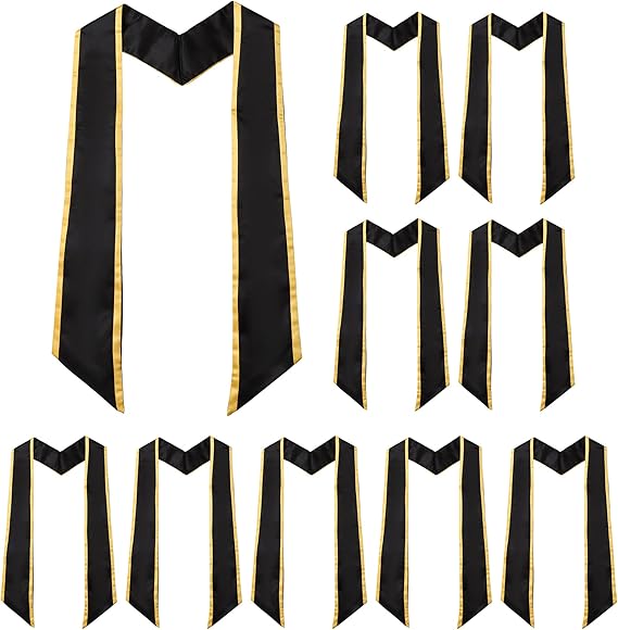 Unisex graduation honor stole 10 pack with gold edging