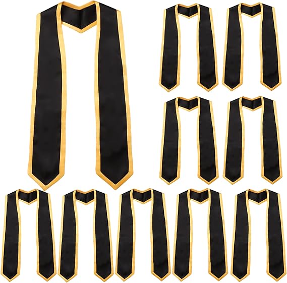 10-piece pack of honor stoles in black  with gold trim
