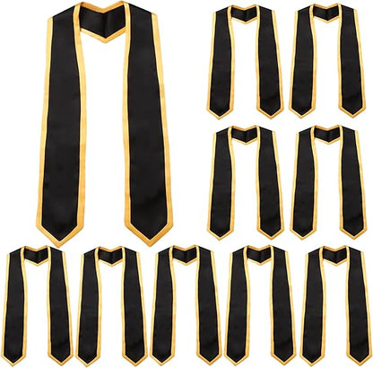 10-piece pack of honor stoles in black  with gold trim