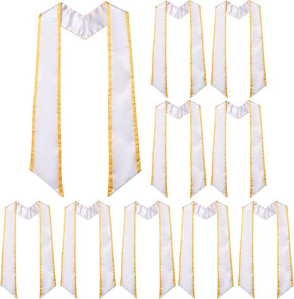 10 pack graduation honor stoles with angled ends and gold trim