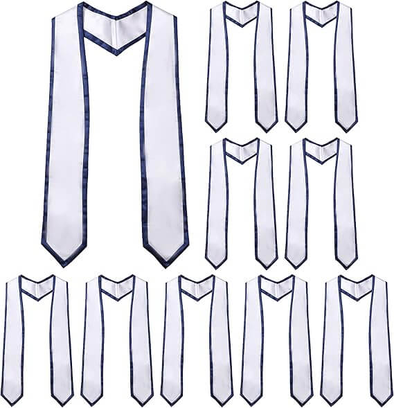 Newrara 10PCS Graduation Honor Stole with Classic Pointed Ends and Trim 72'' in a pack of 10 for graduation ceremonies.
