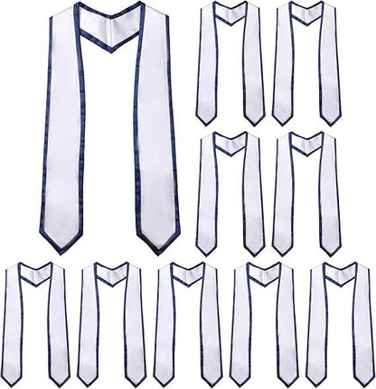 Newrara 10PCS Graduation Honor Stole with Classic Pointed Ends and Trim 72'' in a pack of 10 for graduation ceremonies.