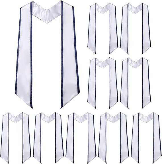 Satin honor stole for graduates with premium navy trim