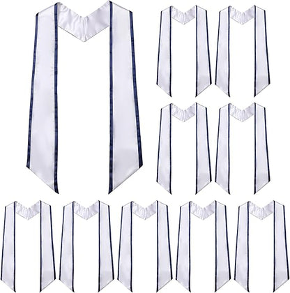 Satin honor stole for graduates with premium navy trim