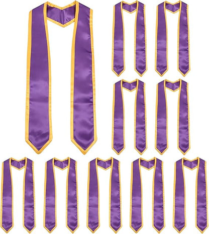 Graduation stoles set – ten 72″ honor stoles with classic point and purple with gold trim