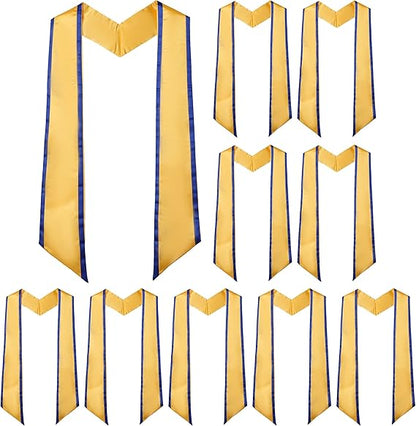 10 pack graduation honor stoles with angled ends and royal blue trim