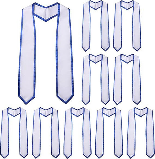 Newrara 10PCS Graduation Honor Stole with Classic Pointed Ends and Trim 72'' showcased in premium satin material.