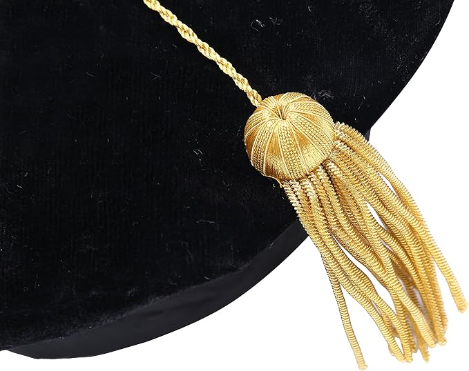 Newrara Deluxe Doctoral 8-Sided Tam Velvet Graduation Cap with Gold Tassel