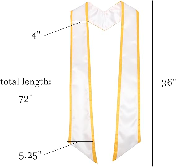 Premium 72 inch graduation stole with bright gold trim