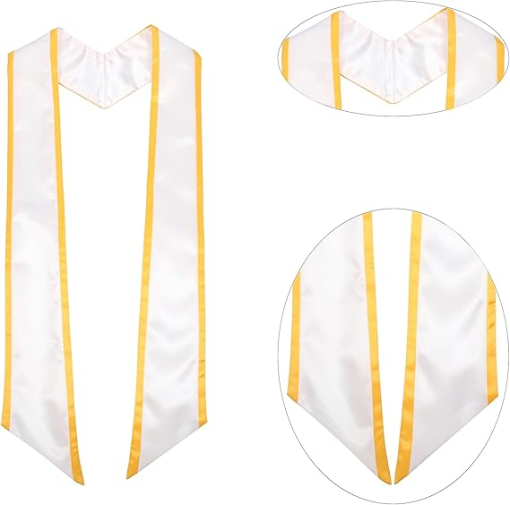 Elegant graduation honor stole with gold border and angled ends