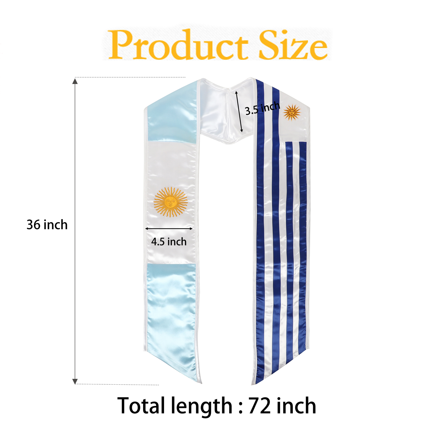 Flag-themed stole flat with measurements